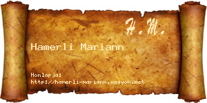 Hamerli Mariann névjegykártya